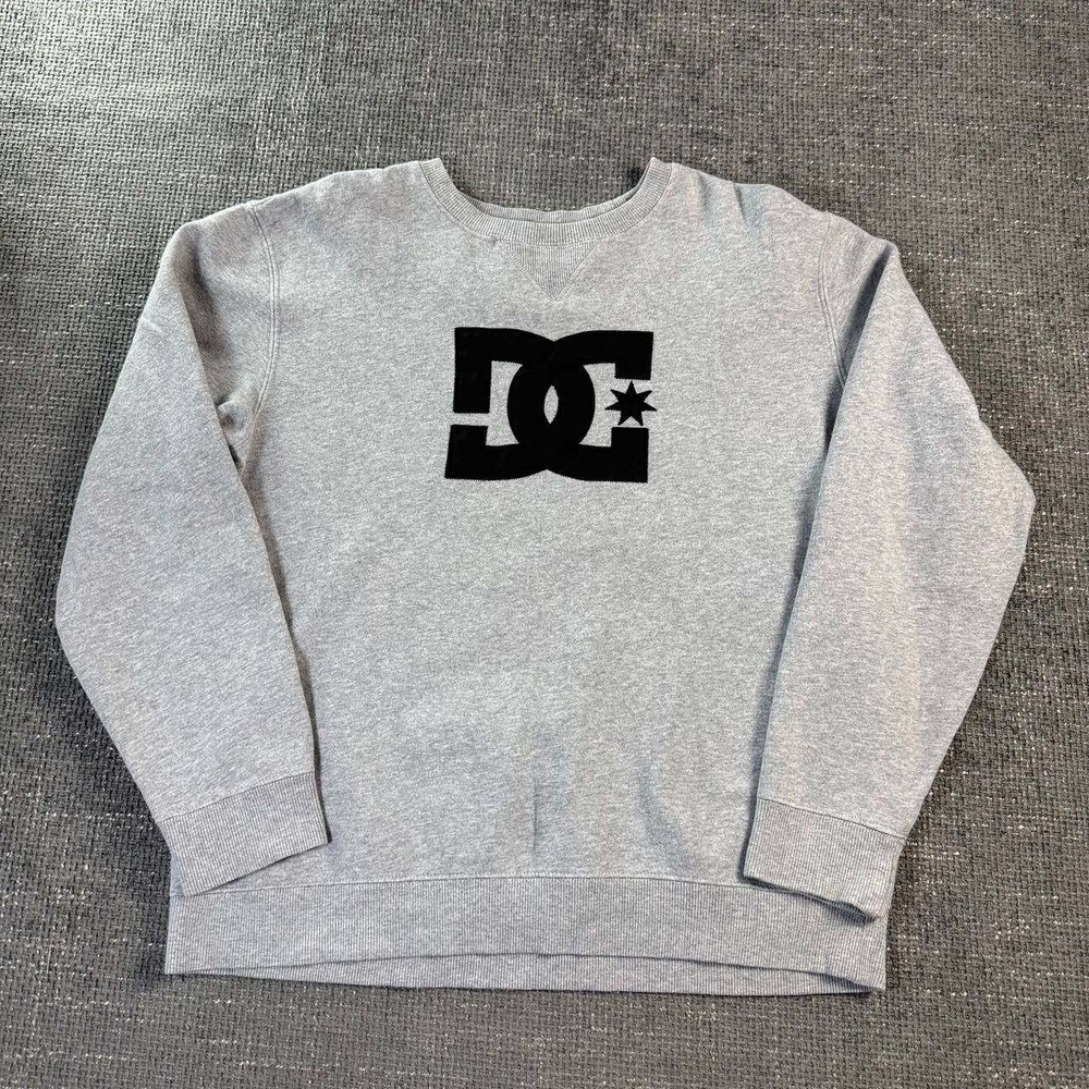 DC Shoes Sweatshirt Mens Large Grey Embroidered Logo Skate Crewneck Fleece